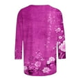 thumbnail image 4 of Women's Casual 3/4 Sleeve T-Shirts Round Neck Cute Tunic Tops Basic Tees Blouses Business Work Tee Top Floral Print Tunic Blouses 2026 Spring Outfits, 4 of 5