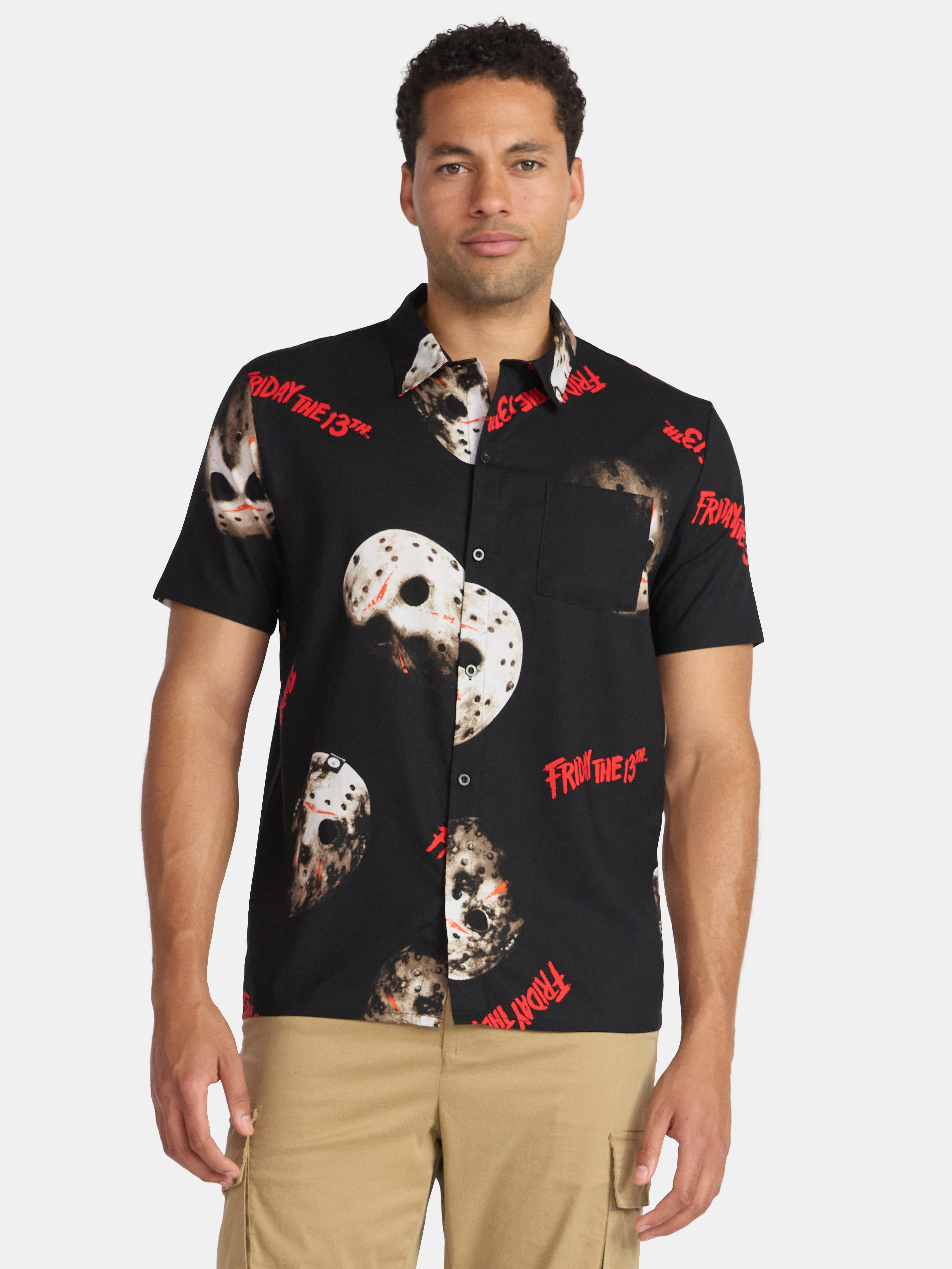 Friday the 13th Men's and Big Men's Graphic Print Shirt with Short Sleeves, Sizes XS-3XL