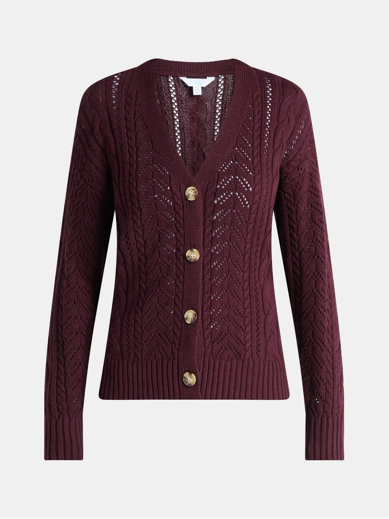 激安　美品　TTTMSW knit cardigan Lサイズ Time and Tru Women's Chenille Cardigan Sweater, Midweight, Sizes