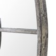 thumbnail image 3 of Benzara Round Metal Frame Wall Mirror with Window Pane Design, Gray and Silver, 3 of 3