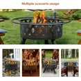 thumbnail image 6 of SYTHERS 30" Black Fire Pit for Outside, Outdoor Metal Wood Burning Firepit Fireplace with Poker for Backyard Patio BBQ, 360 Rotation, Height Adjustable, 6 of 8
