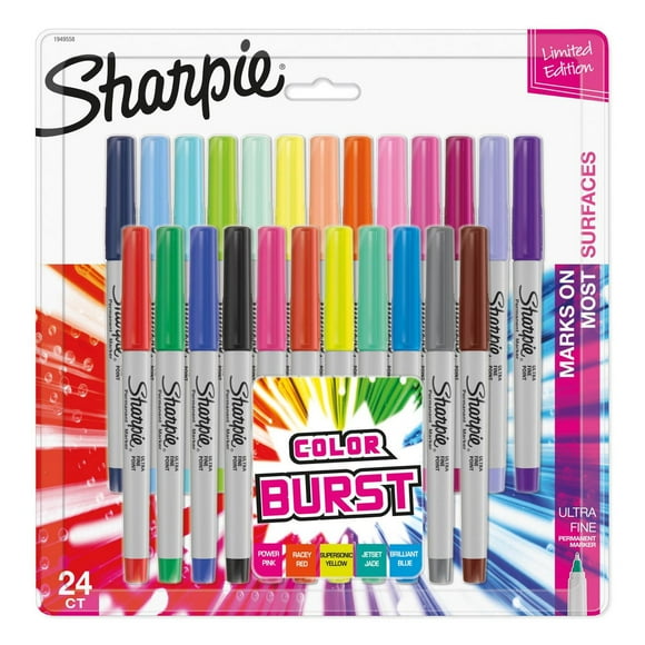 Sharpie Colour Burst Permanent Markers, Ultra Fine Point, Assorted Colours