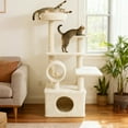 thumbnail image 2 of Gymax 48'' Tall Cat Tree w/ Large Condo Padded Top Perch Jute Scratching Post Tunnel Beige, 2 of 10