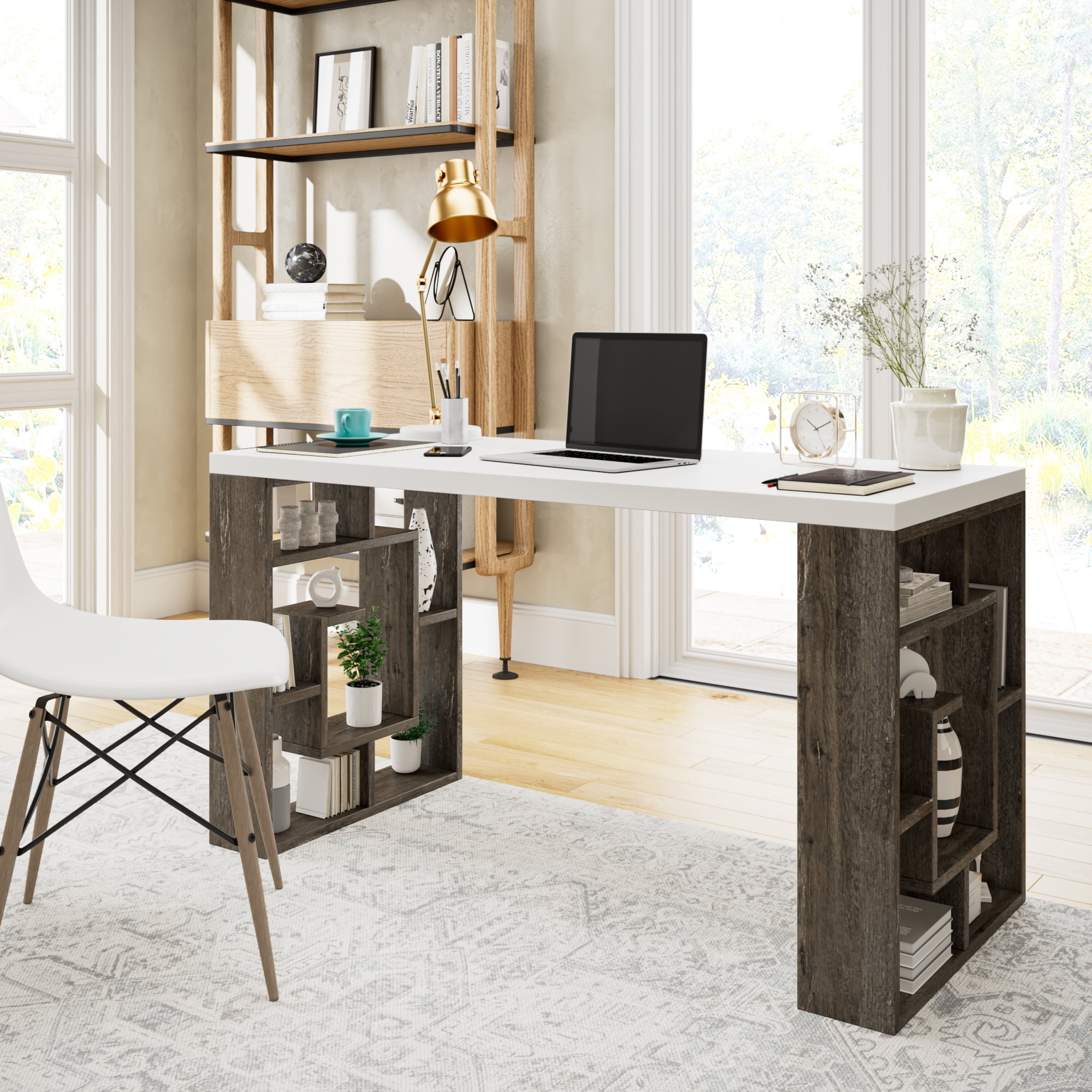 Ada Home Decor Furniture 4 Tier White Dark Brown Briscoe Modern Desk 