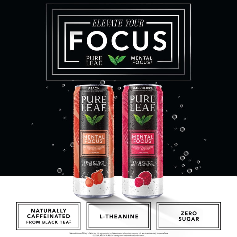 Pure Leaf Mental Focus Sparkling Raspberry Iced Tea, 12 fl oz, 6 Pack photo 5