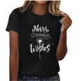 thumbnail image 1 of Blusas de Manga Corta para las Mujeres Divertida Impresión Cuello Redondo Camiseta Vintage, Blusas de Primavera para las Mujeres, 1 of 4