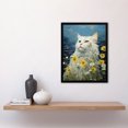 thumbnail image 2 of White Cat In The Wildflowers Floral Meadow Oil Painting Norwegian Forest Cat Art Print Framed Poster Wall Decor 12x16 inch, 2 of 5