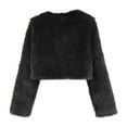 thumbnail image 6 of TiaoBug Womens Cropped Faux Fur Jacket Open Front Furry Short Coat Winter Cardigan Outerwear Black S, 6 of 7