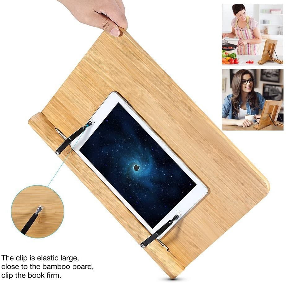 Support de Lecture pour Livre de Recette Pliable et Rglable Porte-Livre en Bois pour iPad ou Tablette PZCC - Maison