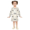 thumbnail image 2 of Girls' long-sleeved dress Bows Stars Gray Girls' A-line dress with ribbed cuffs Soft and comfortable, 2 of 6