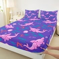 thumbnail image 3 of jejeloiu Lovely Axolotl Bed Sheets,Ocean Shell Croal King Sheets,Purple Pink Sheet Set For Girl,Microfiber Bedroom Decor,4-Piece, 3 of 7