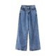 thumbnail image 2 of Pantalones de Mujer Traje Casual Denim Color Sólido Bolsillo Trabajo Pantalones de Cintura Portátiles Pantalones Casuales de Mujeres, 2 of 6