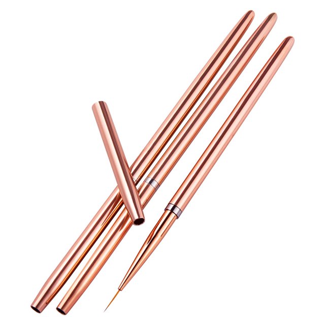 Guardurnaity 3x Nail Art Liner Brushes Nail Drawing Pen Dotting Painting Gel Art Arte de uñas Oro rosa 3 piezas