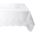 thumbnail image 1 of Violet Linen Embroidered Vintage Lace Design Oblong/Rectangle Tablecloth, 70" x 140", White, 1 of 1