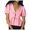 Pink, variant on OSOLU Solid Color Women Tie Front Tops Puff Short Sleeve Shirts Tops Blouse Classic Dailywear
