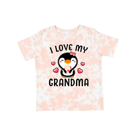 Inktastic I Love My Grandma with Cute Penguin and Hearts Girls Toddler T-Shirt