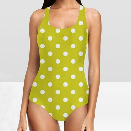 Juslio Swimsuit Women One Piece Print Yellow Fashion Bandeau Swimsuit for Women XXXL
