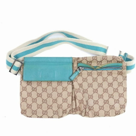 Gucci Turquoise Web Monogram GG Belt Bag Fanny Pack Waist Pouch 871507