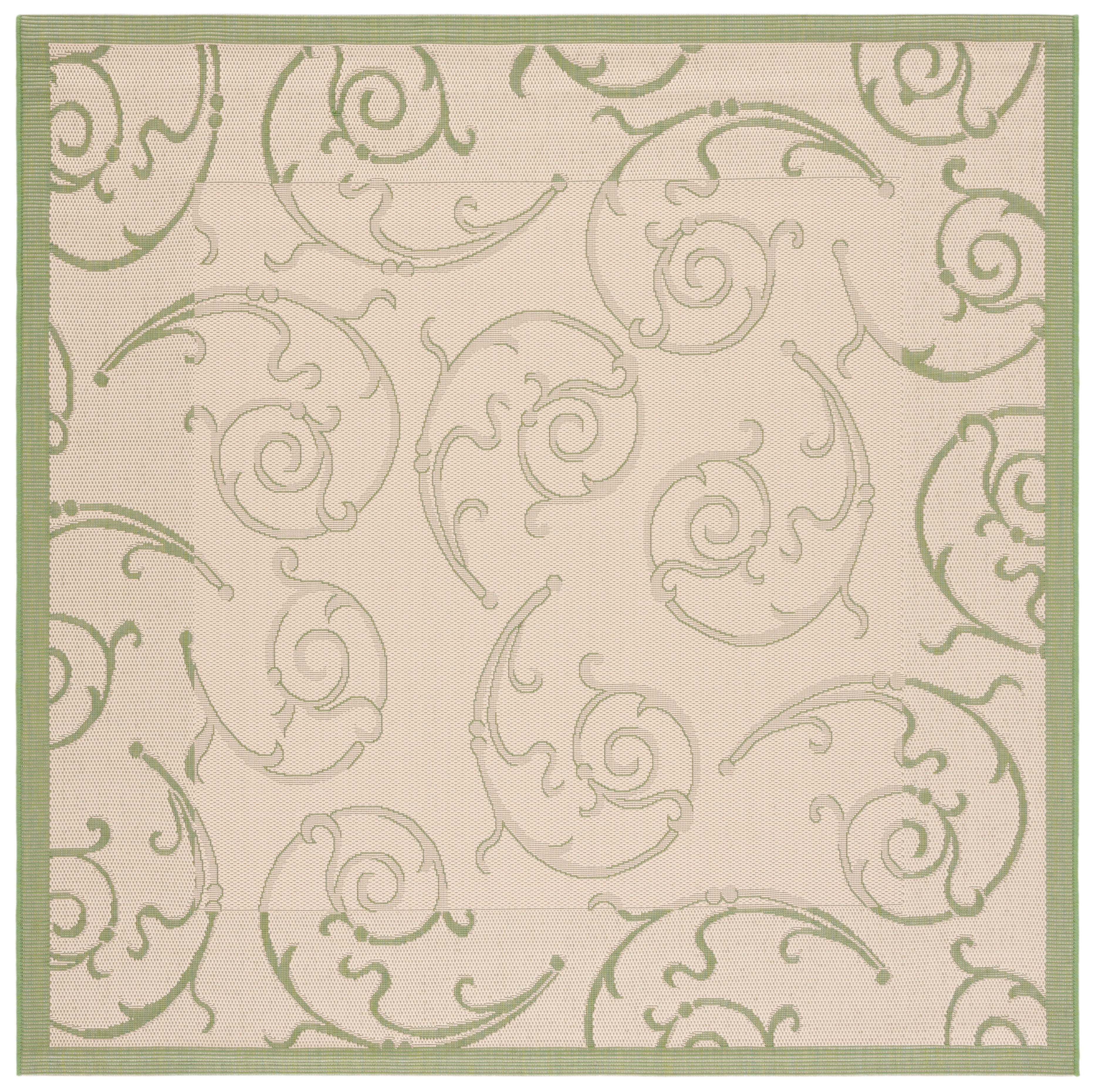 Safavieh Courtyard Daniel Oriental Indoor/Outdoor Area Rug, Natural/Olive, 6'7" x 6'7" Square