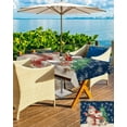 thumbnail image 3 of Christmas Tablecloth with Umbrella Hole and Zipper Bear Snowman Round Outdoor Tablecloths 54 Inch Table Cloths Christmas Tree Snowflake Blue Patio Table Cloth Cover for Holiday Party Yard Garden Cafe, 3 of 5