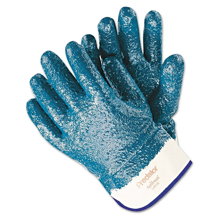 Predator Premium Nitrile-Coated Gloves, Blue/White, Large, 12 Pairs Predator Premium Nitrile-Coated Gloves, Blue/White, Large, 12 Pairs