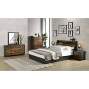ACME Eos Wooden Queen Platforn Bed in Walnut and Black