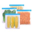 thumbnail image 3 of Limorve 4 Pcs Sacs de Rangement Alimentaire en PEVA de Qualité Alimentaire Réutilisables Transparents Étanches Lavables au Lave-Vaisselle Conteneur de Fruits et Légumes pour Réfrigérateur Fournitures de Cuisine Bleu, 3 of 10