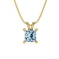 thumbnail image 4 of 2.5 cctw Aquamarine Yellow Gold Plated Pendant with 16" Box Chain (7.5mm, Princess Cut), 4 of 7