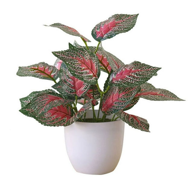 Langgg Artificial Potted Plant Leaf Simulation Leaves Home Office Desktop Greenery Decoration, Plant Type 5