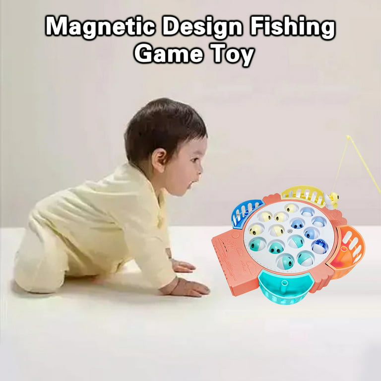 Fishing Brain Game Simple Operation Fun Large Size Electric Rotating Color  Cognition with Sound Effect Magnetic Design Fishing Game Gift