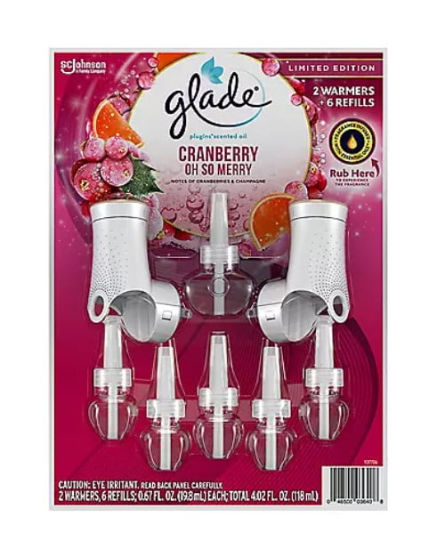 Glade PlugIns 2 Warmers + 6 Refills Cranberry Oh So Merry