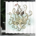thumbnail image 4 of Ambesonne Cartoon Shower Curtain, Pirate Ship Greek Myth, 69"Wx75"L, Tan Pale Green, 4 of 5