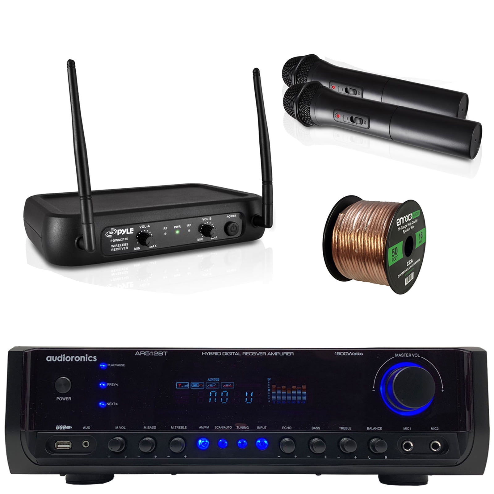 Audioronics 1500 Watt Hybrid Digital Stereo Receiver Amplifier, Enrock