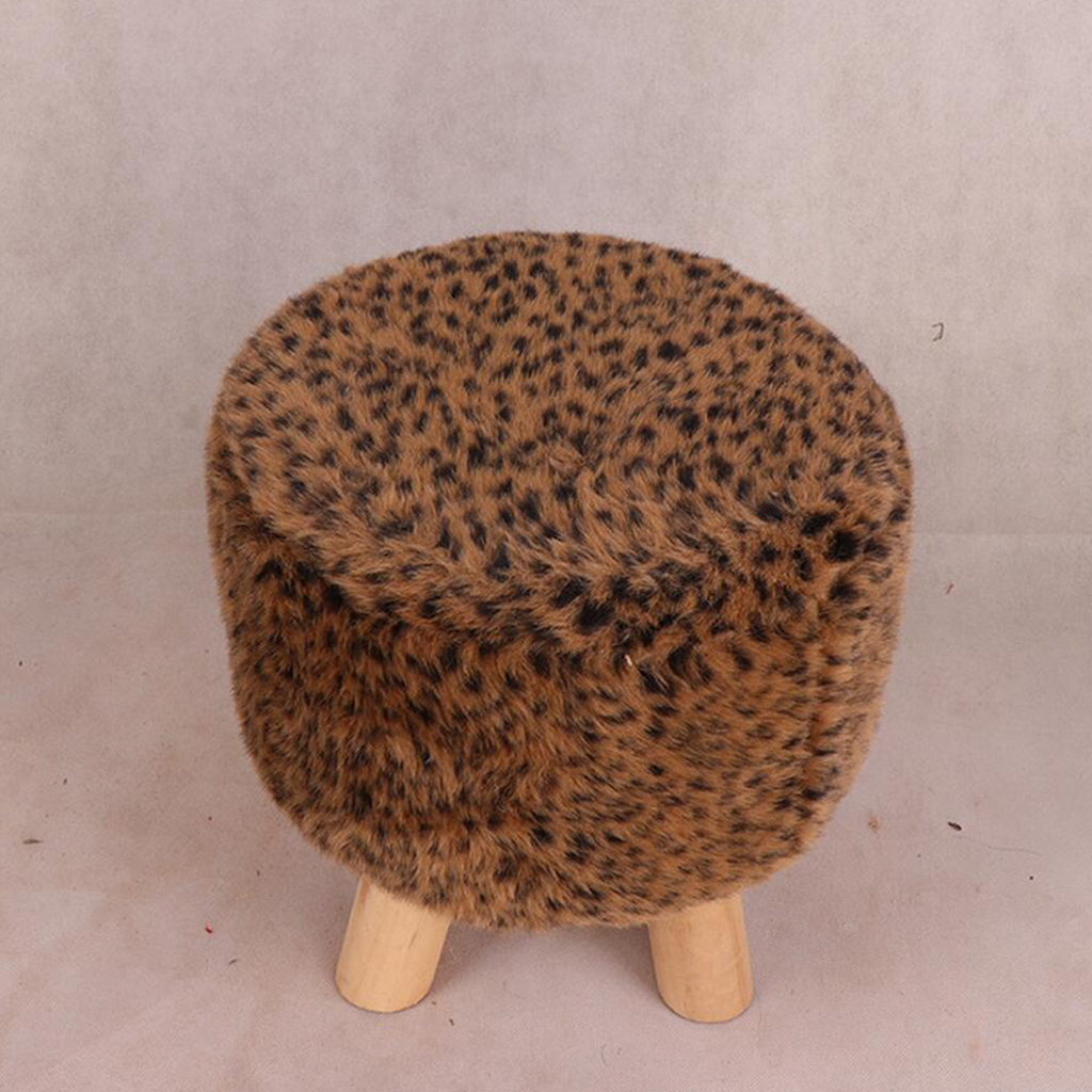 Round Ottoman cover Footstool Chair Cover 35cm Dia. Leopard Print Imitiate Leopard - 35cm - image 2 of 4