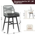 thumbnail image 3 of MEISSALIVVE Set of 2 Rattan Swivel Bar Stools, 26" Counter Height with Woven Rope Back, Cushioned Patio Bar Chairs for Kitchen, Garden, Gray, 3 of 7