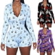 thumbnail image 2 of Ropa interior Sexy para mujer, Body de manga larga con botones y cuello de pico profundo, leotardo elástico, pelele corto, pijama, 2 of 4