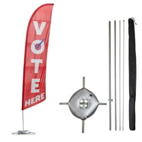 Vispronet Vote Here Feather Flag Kit, 13.5ft Red Vote Flag with Pole Set, Cross Base & Weight Bag