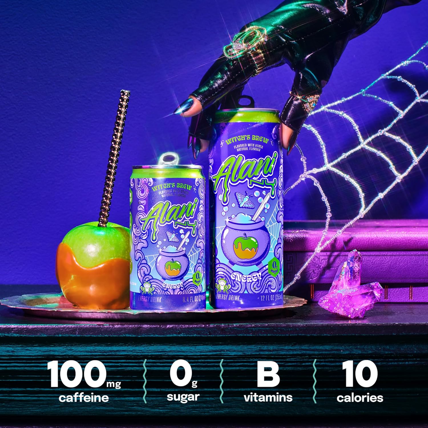 Alani Nu Sugar Free Mini Energy Drink, Witch's Brew Flavor, 8.4 fl oz Single Can, 100mg Caffeine