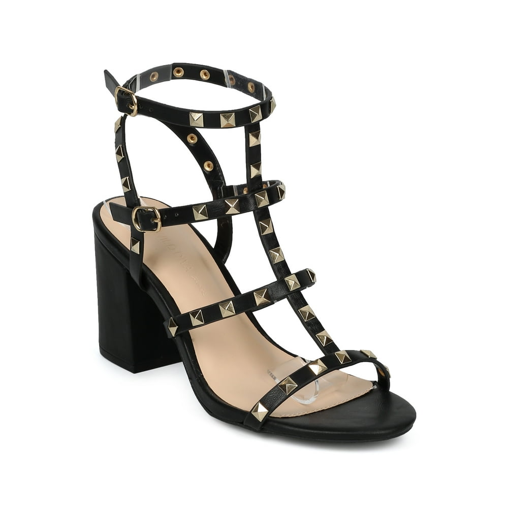open toe studded heels
