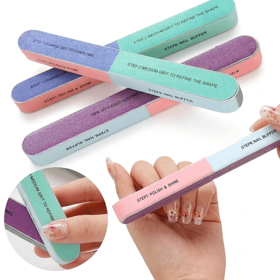 Nail Repair For Damaged Nails, 12pcs Professional Manicure Tools 7 Sided Multi Step Shaper Sander Buffer, Salon Grade Polishing Blocks