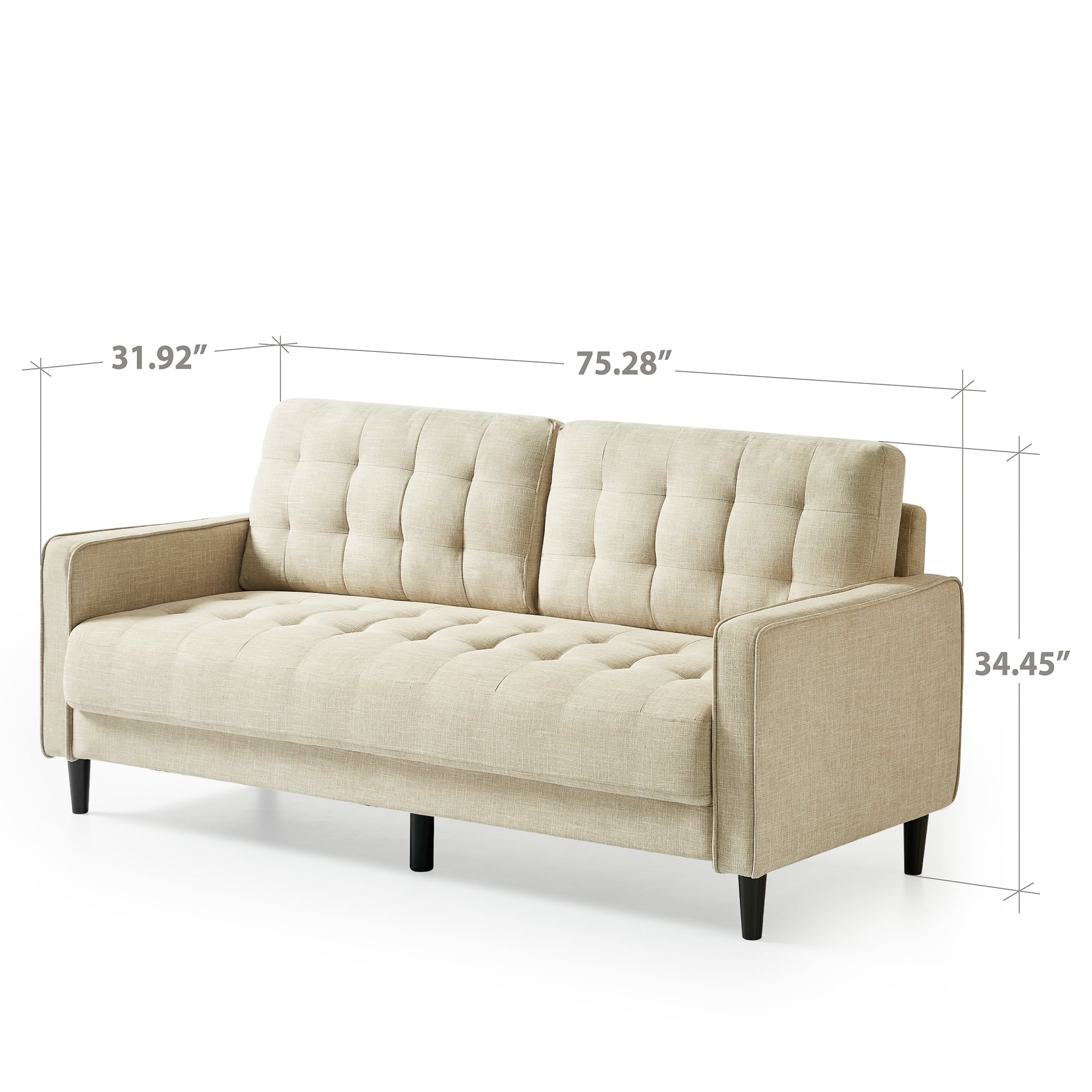 Zinus Benton 75" Upholstered Sofa Couch, Beige