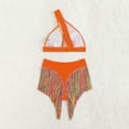 thumbnail image 6 of Staron Women's Tassel Two Piece Bikini Set Halter Neck Swimsuit Beach Vacation Casual Fashion, Orange L, 6 of 7