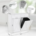 thumbnail image 2 of MAMIZO Double Tilt Out Trash Cabinet 10 Gallon*2,Kitchen Garbage Cabinet,Pet-Proof Standing Hidden Dual Laundry Sorter,W/Hideaway Drawer,for Kitchen,Living,Dining Room (White), 2 of 7