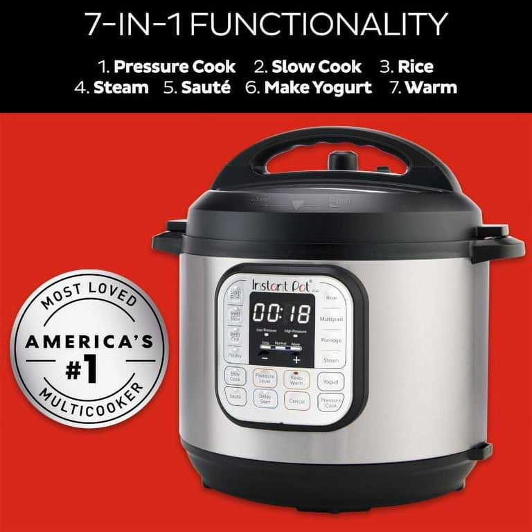  Instant Pot Duo 7-in-1 Electric Pressure Cooker, Slow Cooker,  Rice Cooker, Steamer, Sauté, Yogurt Maker, Warmer & Sterilizer, Includes  App With Over 800 Recipes, Stainless Steel, 6 Quart: Home & Kitchen