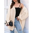 thumbnail image 3 of Women'S V-Neck Open Front Chunky Cardigan Lantern Long Sleeve Oversized Knit Outwear with Pocket  One Size, 3 of 8