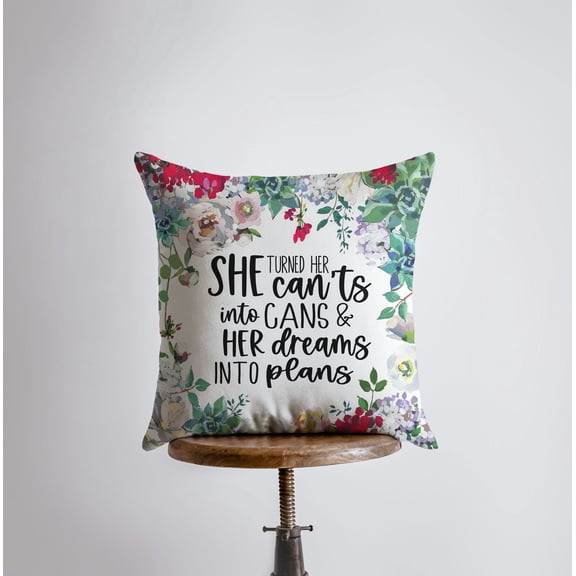 Inspiration | Pillow Cover | Dreams to Plans | She Turned Her Can'ts into Cans | Throw Pillow | Grandma Gift | Mom Gift | Gift for her