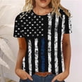 thumbnail image 1 of Jophufed Summer Tops for Women 2022 Summer Casual Crewneck Short Sleeve T-Shirts Flag Print Fit Basic Tops Tees Blouses Labor Day Sale, 1 of 5