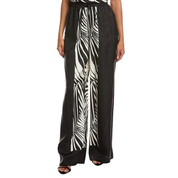 Nicholas womens Sandra Pull-On Wide Leg Silk-Blend Pant, 2, Black