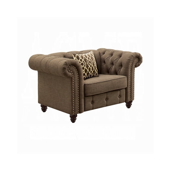 HomeStock Rustic Ranch Chair w/1 Pillow, Gray Linen