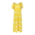 thumbnail image 5 of Henpk Summer Dresses for Women Striped T Shirt Dress Casual Midi Dress Short Sleeve Sundress with Pockets Casual Loose All-Match Stripe Print Fashion Long Dress Yellow XL, 5 of 7